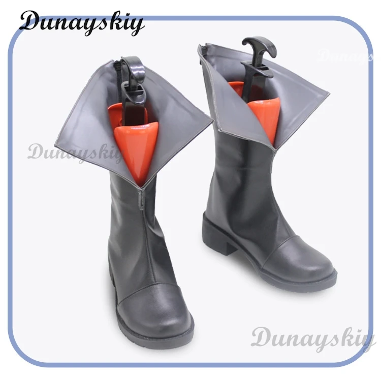 Черные туфли для косплея Suletta Mercury искусственная кожа изготовленные на заказ