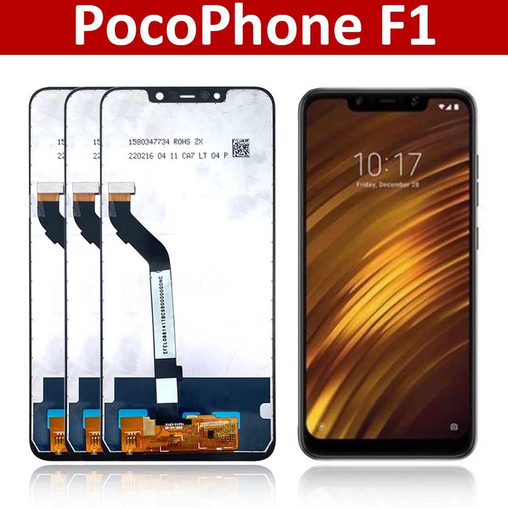Дисплей 100% дюйма для XiaoMi Pocophone POCO F1, ЖК-дисплей с сенсорным экраном и дигитайзером в сборе для ремонта Xiaomi PocophoneF1, тест 6,18