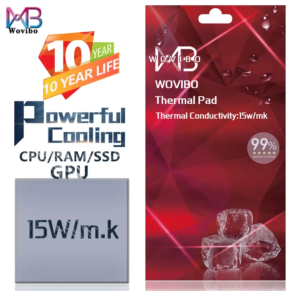 

Wovibo Thermal Pad 15W /m.k For CPU GPU RAM M.2 Nvme SSD LED Motherboard High performance Heat Dissipation Silicone 120 3mm