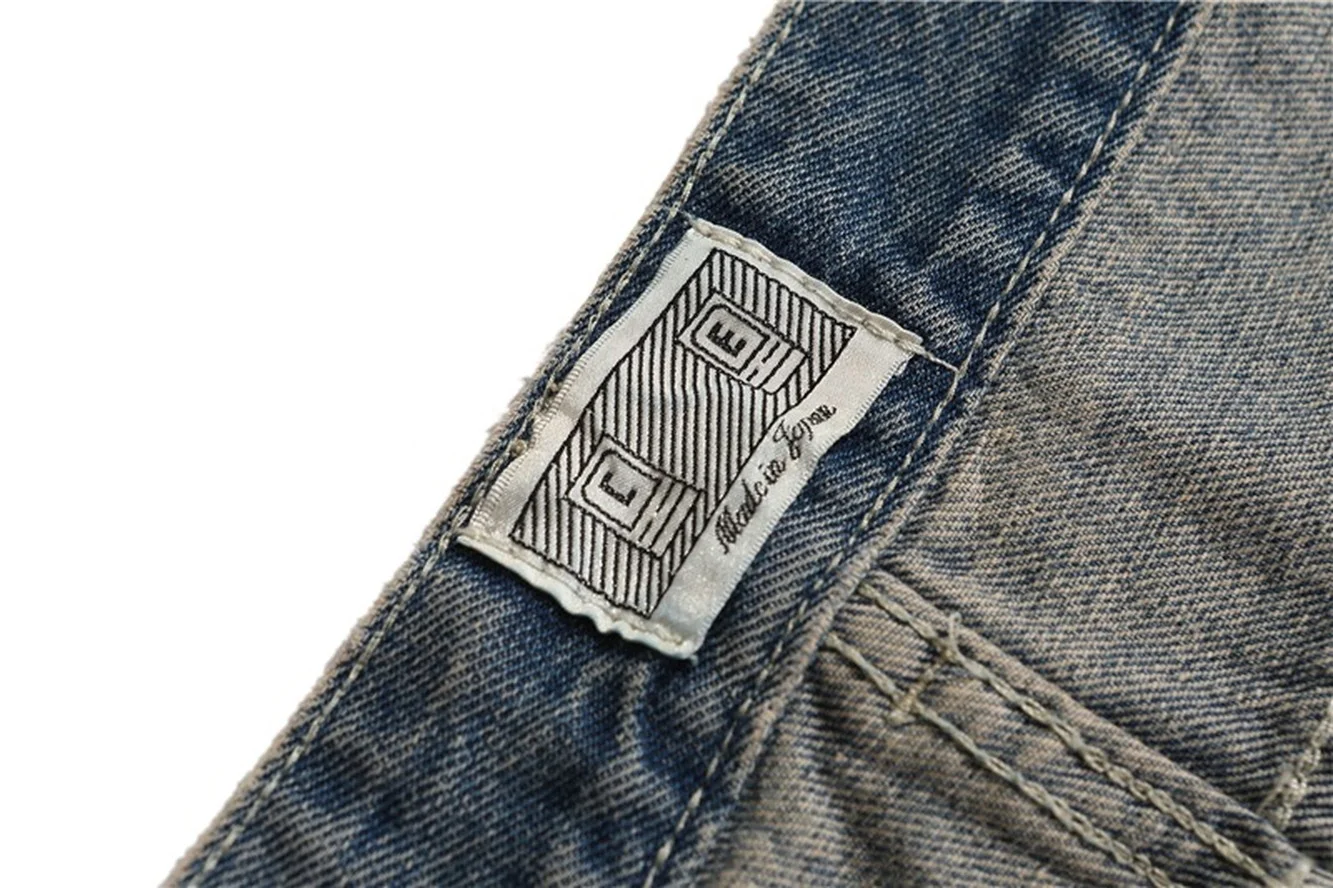 Cav Empt Logo Hole Jeans Trouser mens jeans Washed CAVEMPT C.E Ripped Jeans Men Women 1:1 High Quality Zipper