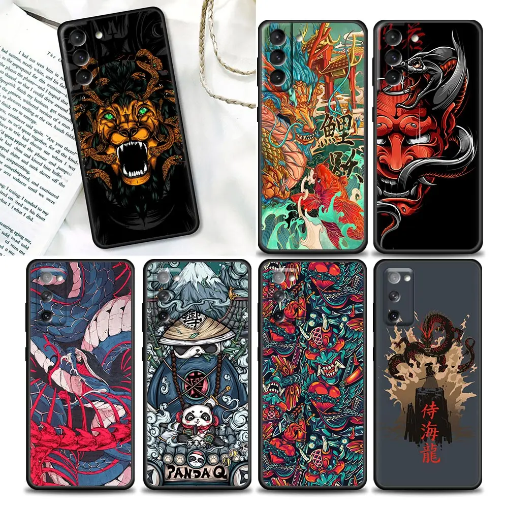 

Phone Case for Samsung Galaxy S7 S8 S9 S10e S21 S20 Fe Plus Ultra 5G Soft Silicone Cover LUXURY Japanese Art Samurai