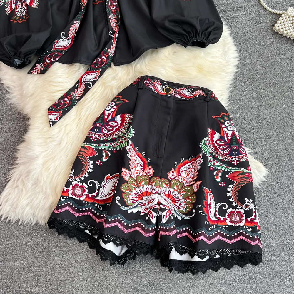 Модный комплект темпераментная рубашка с длинным рукавом-фонариком стоячим