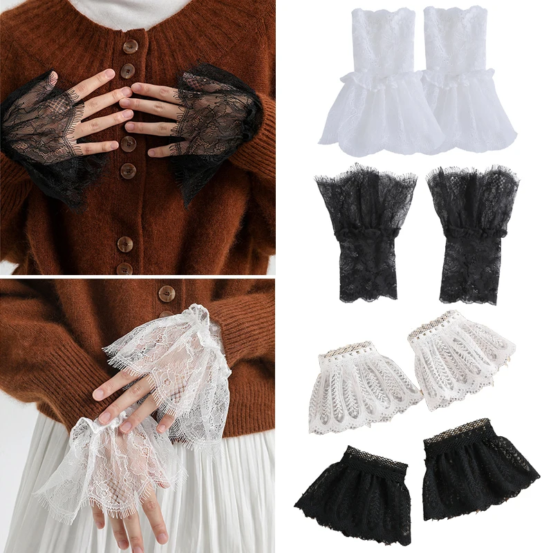 

1pair Arm Cover Fake Sleeve Female Scar Cover Gloves Elbow Sleeve Cuff Sun Protection Lace Thin Section Three Dimensional Cutout