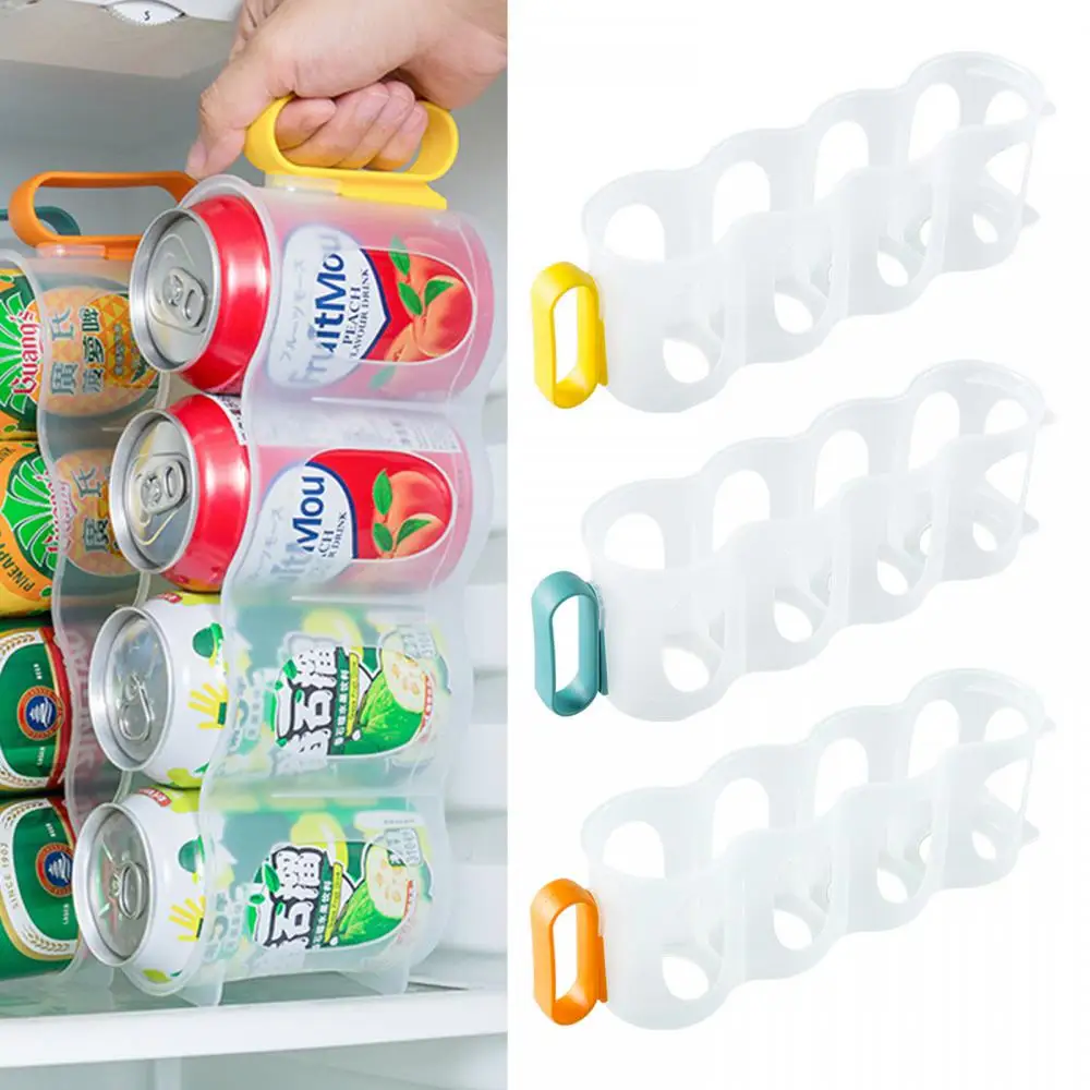 

Juice Beer Drink Racks Can Space-saving Organizer Fridge Kitchen Storage Beverage Grid Pull 4 Compartment Can Storage Box Shelf