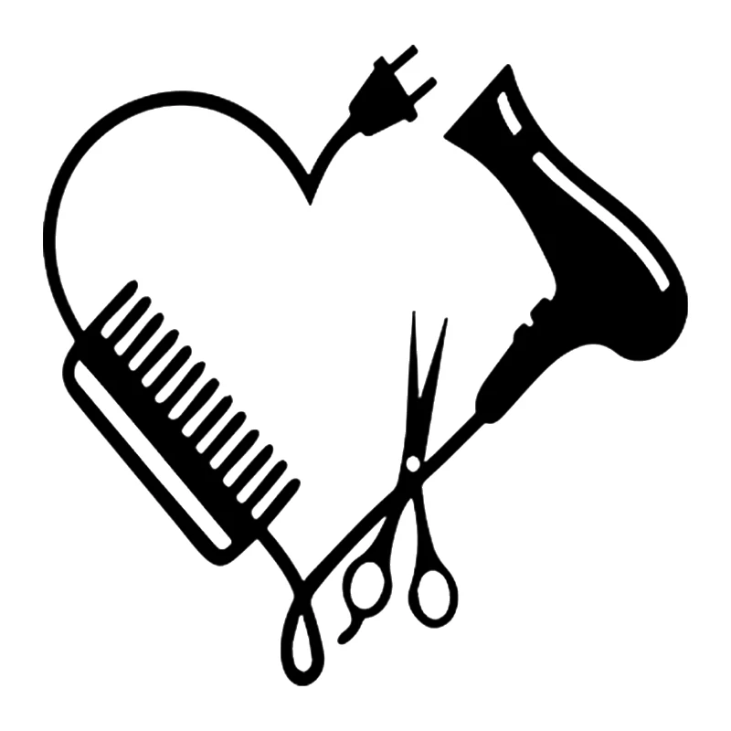 

Сушилка для волос в форме сердца, ножницы, гребень, автомобильная наклейка, водонепроницаемые автомобильные Декорации для бампера, заднего стекла