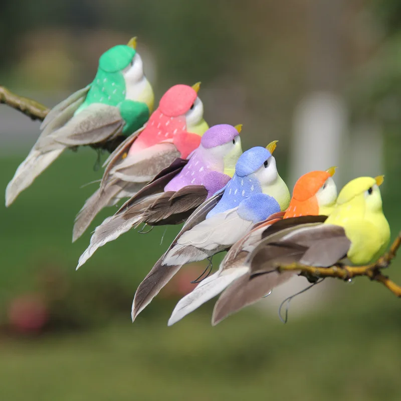 

3pcs Mini Simulation Feather Birds Artificial Foam Color Birds Home Garden Yard Green Plant Ornament Handicraft Birds Miniatures