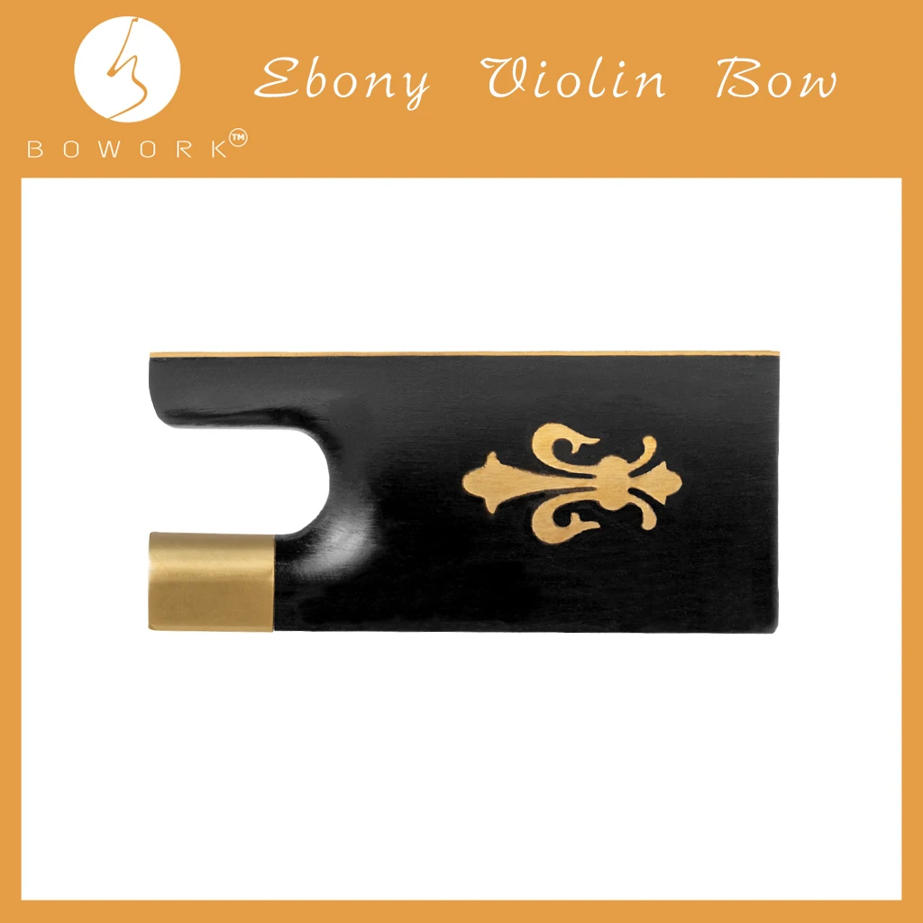 

BOWORK Full Size Ebony Frog With Brass Fleur-de-lis Inlay 4/4 Violin Bow Frog Replacement