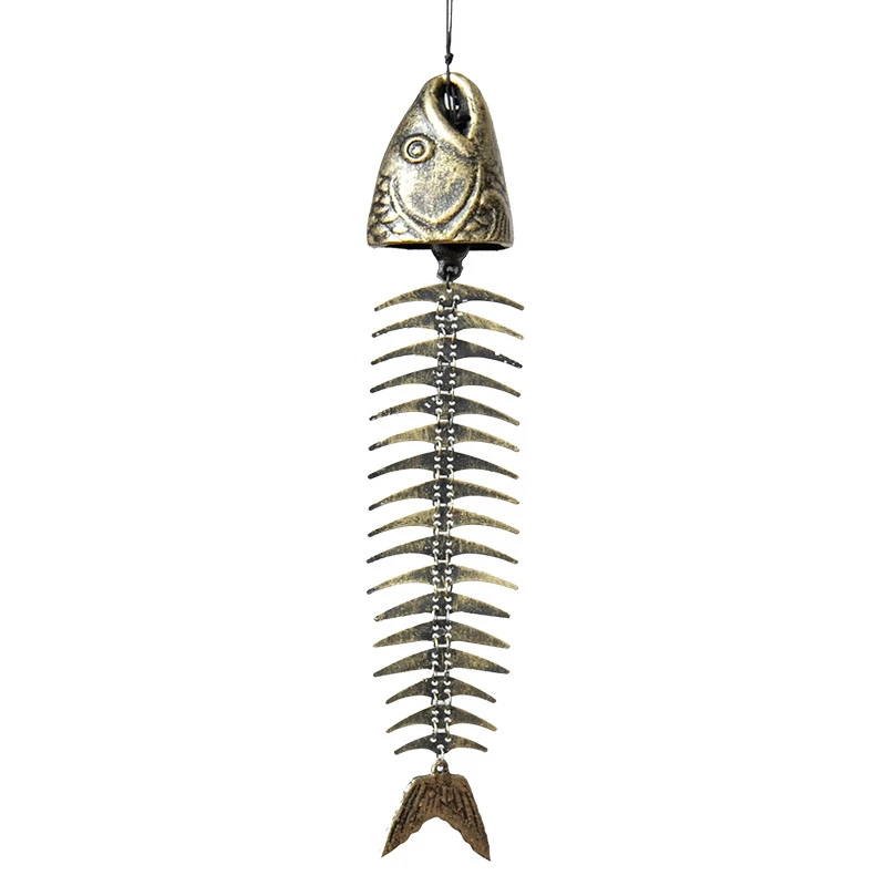 

Retro Fishbone Wind Chimes Ornaments Creative Metal Wind Chimes Garden Decoration Living Room Balcony Decorations Gift