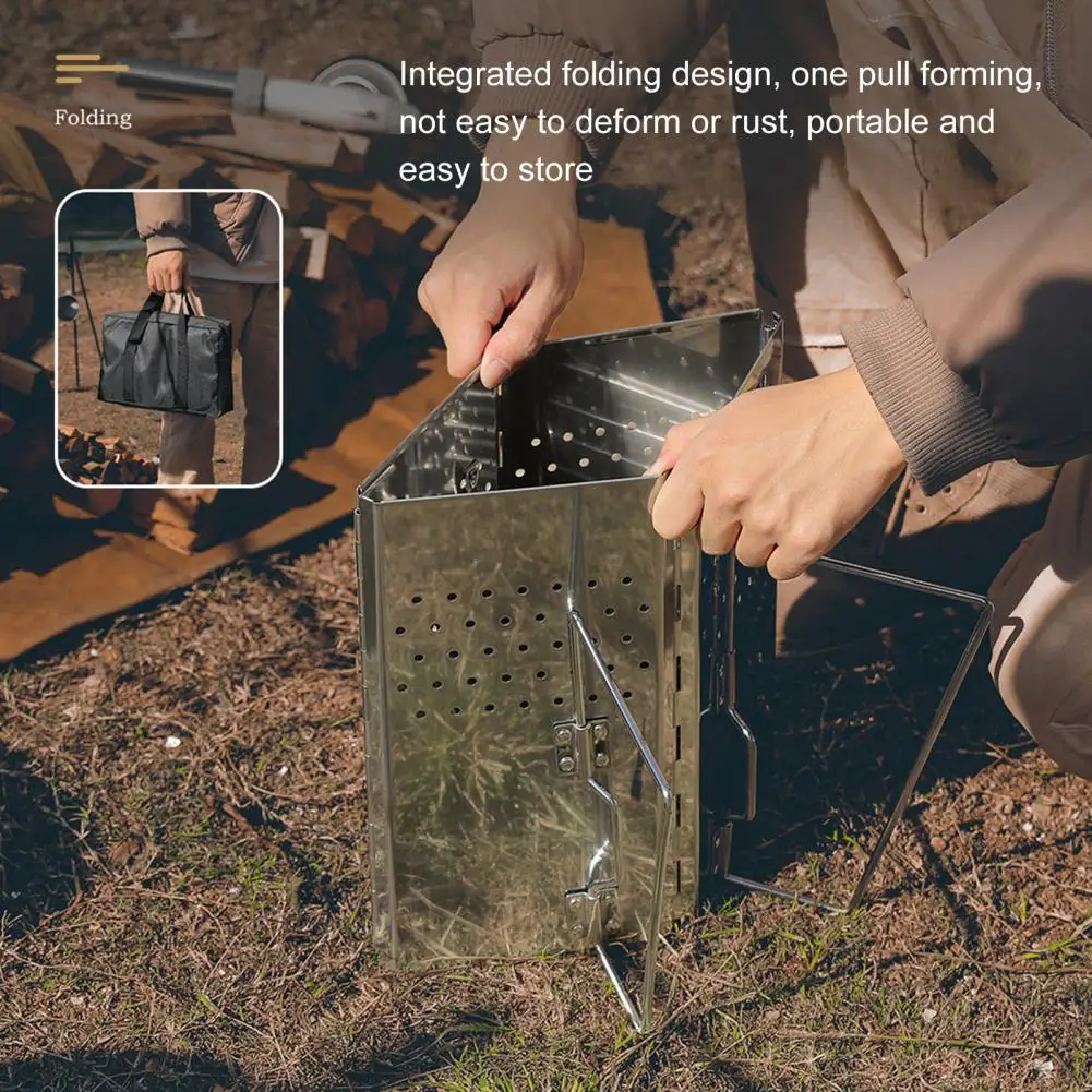 

Convenient Firewood Stove Lightweight Solid Color Barbecue Grill Stable Shockproof BBQ Stove for Outdoors Camping Stove