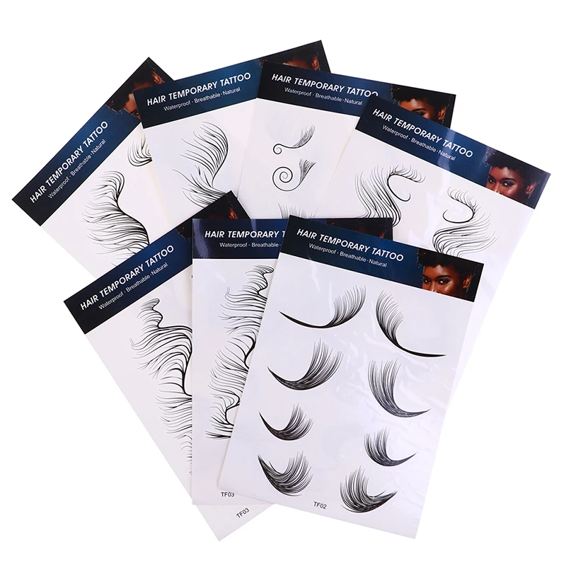 

1PCS Baby Hair Line Stickers 6 Kinds Waterproof Tattoo Adhesive Temporary Tattoo Natural Curly Hair Fake Tattoo Makeup Tools