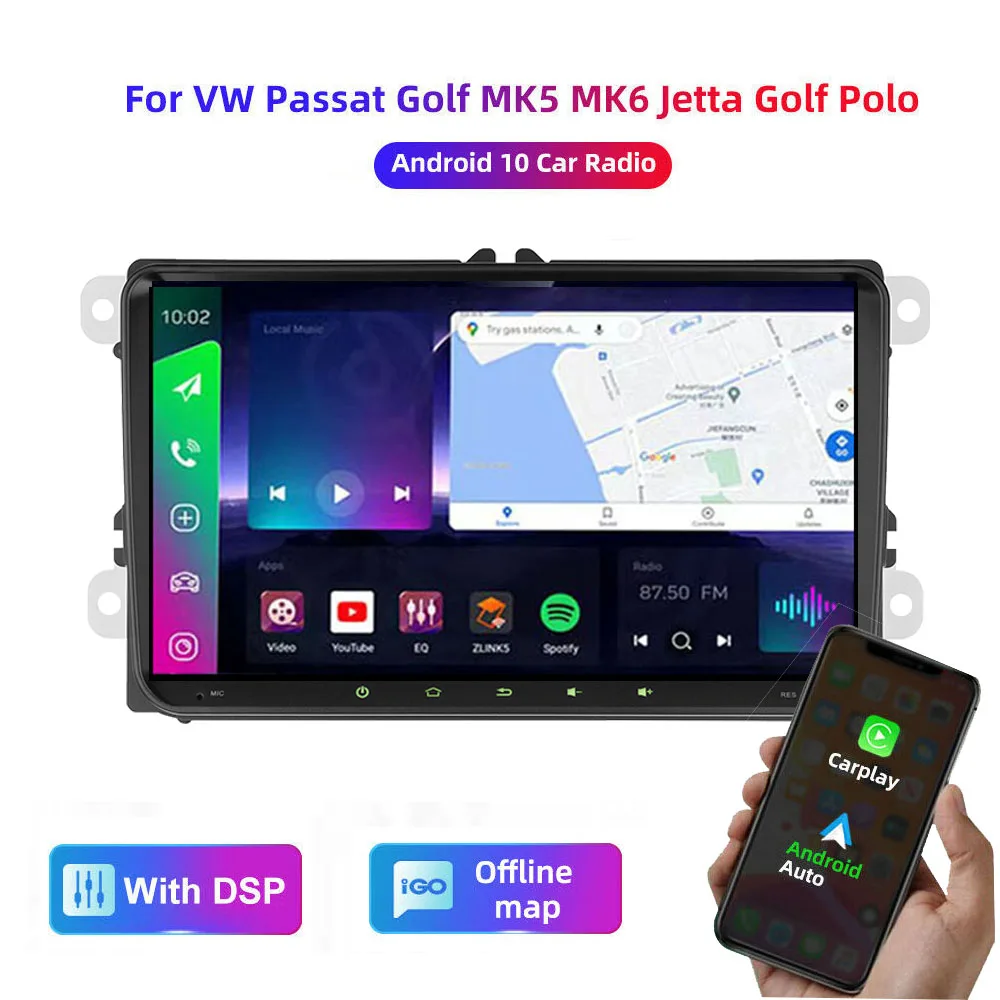 HD multimedia 9inch car stereo radio Android 10 GPS wireless carplay/Auto 4G/AM/RDS for VW Passat MK5 MK6 Jetta Golf Polo