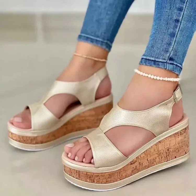 

Women Wedge Sandals 2022 New Summer Female Fshion Buckle Platform Sandals Ladies High Heels Leisure Non-slip Large Size 35~43