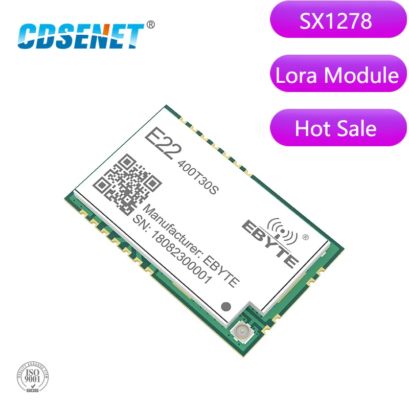 SX1268 LoRa 433MHz 30dBm SMD UART Wireless Transceiver E22-400T30S  IPEX Stamp Hole 1W Long Range TCXO Transmitter and Receiver