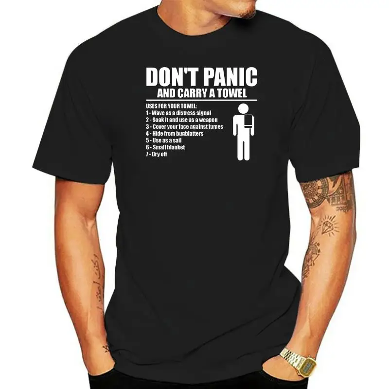 

Hitchhiker Guide Dont Panic T-shirt with List