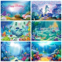 cartoon fish sea world birthday photography backgrounds baby party coral shell pattern photo backdrops photocall photo studio