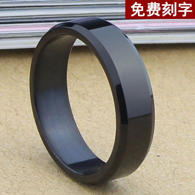 

Titanium Steel Black White Smooth Brief Ring Summer Accessories Man Rings Fashion Trend 2023 Women Jewelry Korean Unisex Vintage