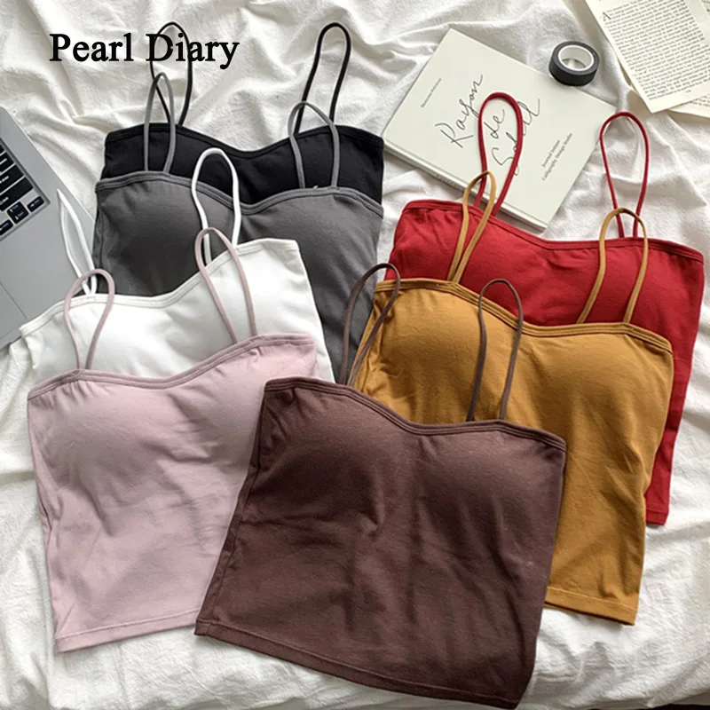 

Pearl Diary Spring New Style Small Tops For Women Designed Beauty Sexy With Back Wrapped Chest Pad Top Fashion Knitting Top