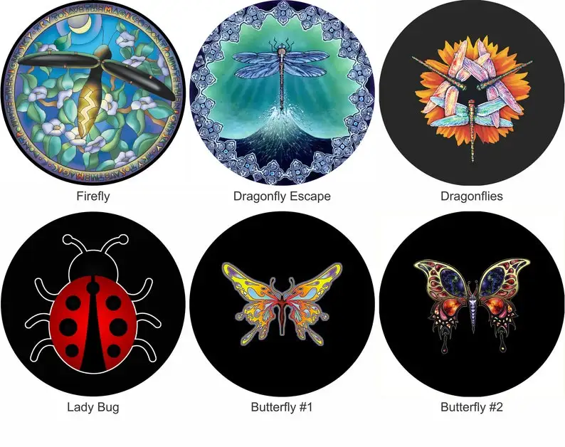 

Butterfly Ladybug Dragonfly Spare Tire Cover - Custom made to your Exact tire size - Option backup camera opening in menu -