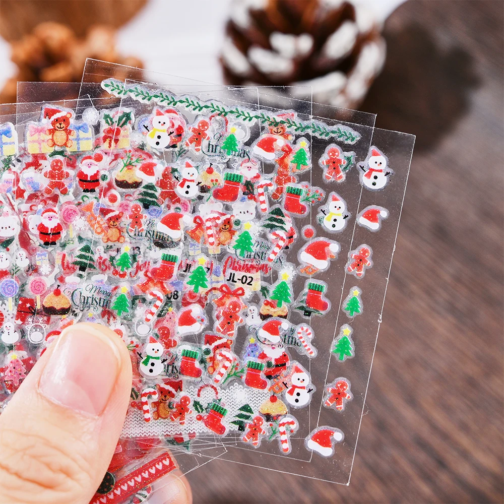 30 шт. Рождественские красочные блестящие наклейки для ногтей Санта-Клаус