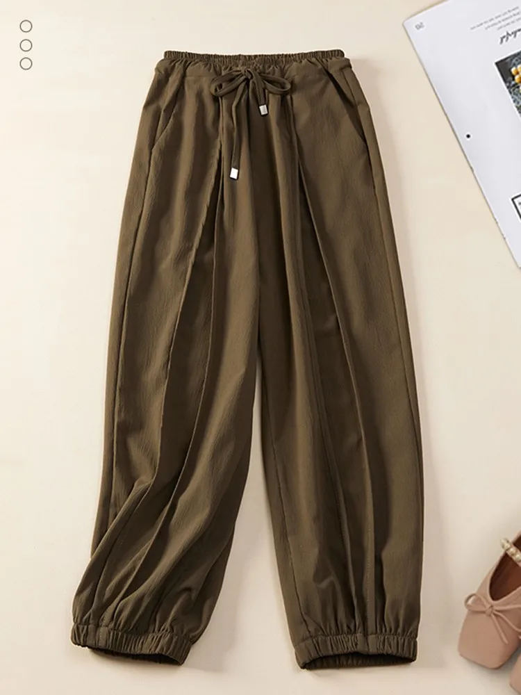 

Женские повседневные шаровары, Новое поступление 2023, весенние однотонные универсальные свободные удобные женские брюки в Корейском стиле, B2279