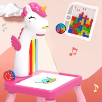 children drawing toy music projectior painting table paper building blocks desk learning education color pen montessori game toy