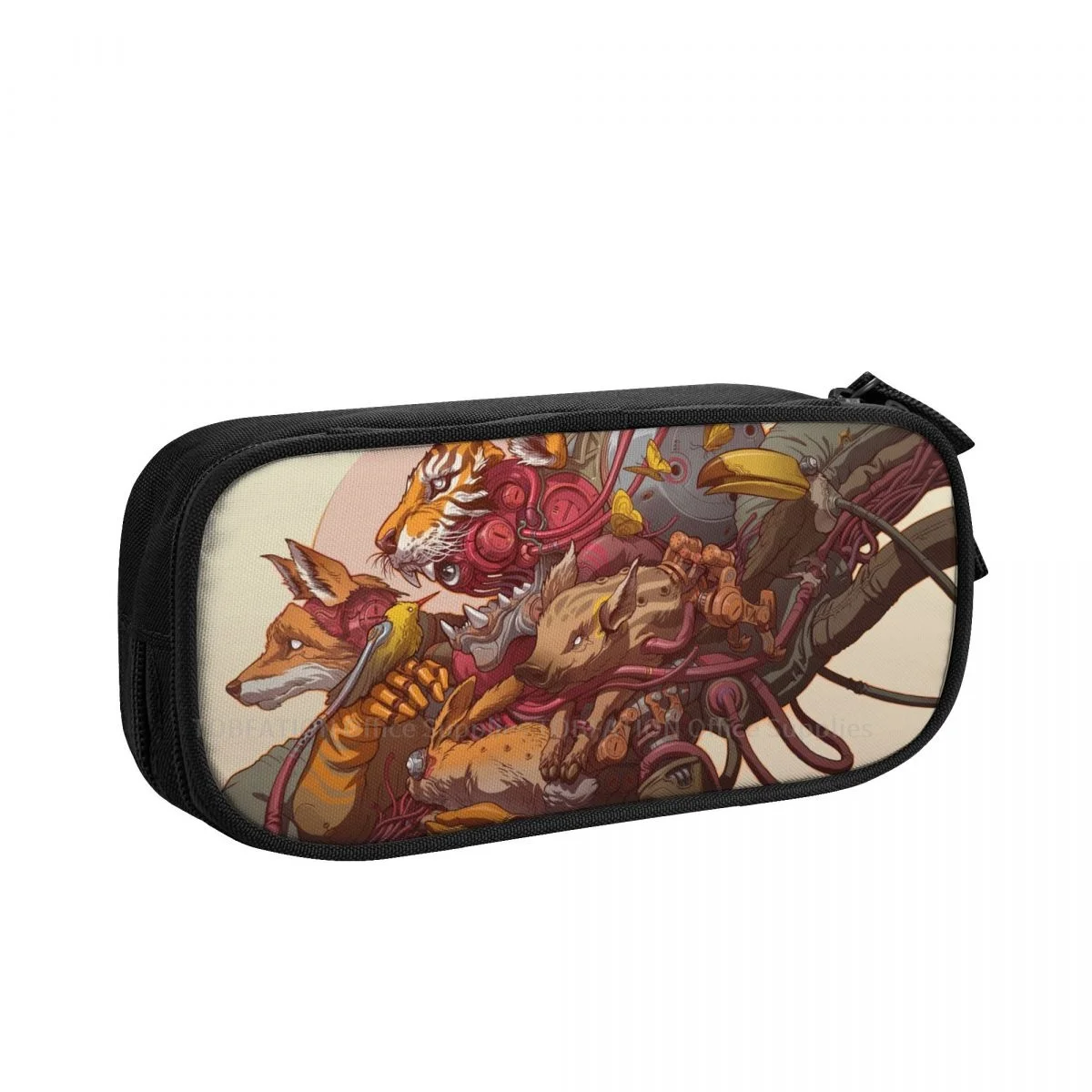 

Mechanical Animal Pencase Illustration Pencil Bag Teenage School Storage Supplies Large Capacity Double Zipper