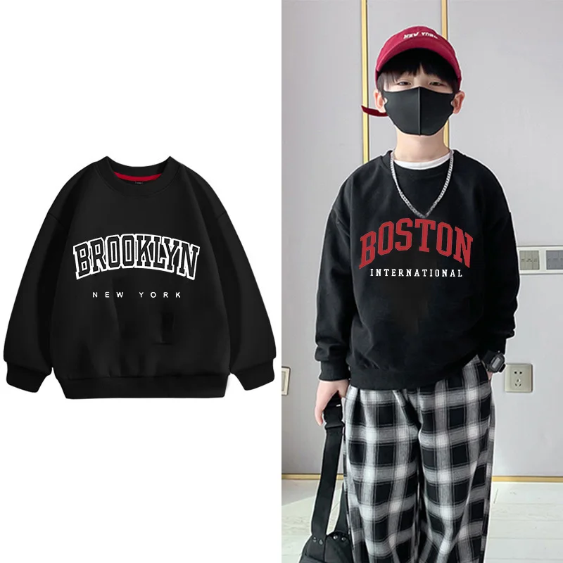 

Brooklyn 1898 New York Children Sweatshirts Kid Hoodies Kawaii Pullover Cartoons Boy Girl Casual Cotton Clothes Long Sleeve Tops