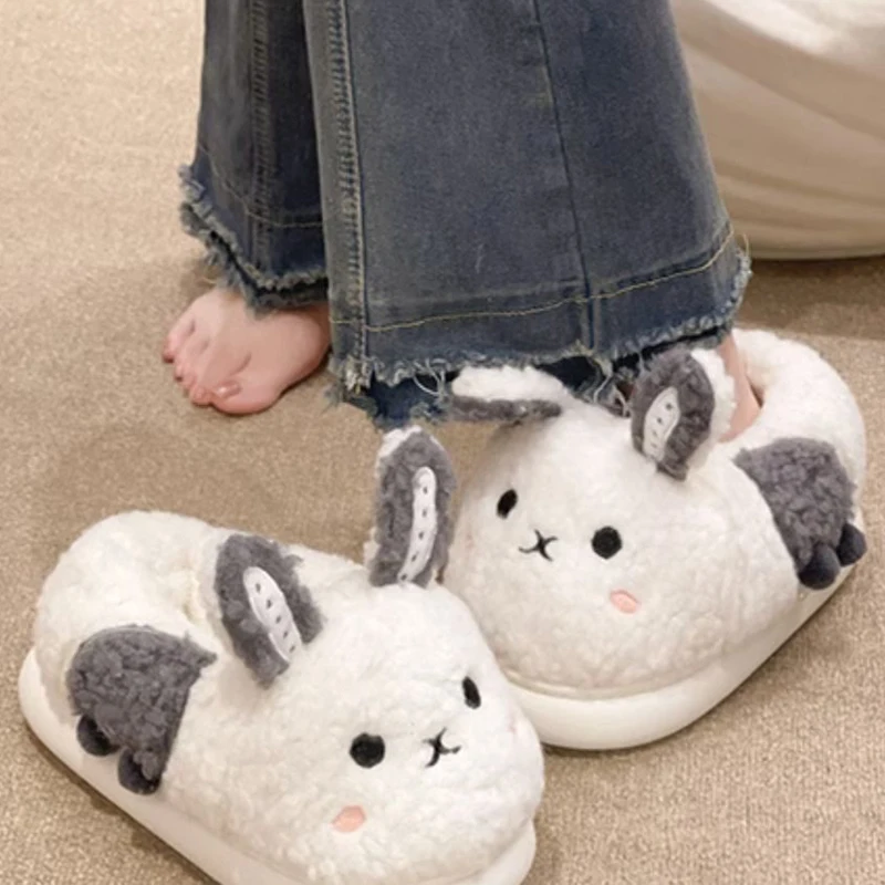 Хлопковые тапочки на толстой подошве для женщин осень-зима домашние плюшевые