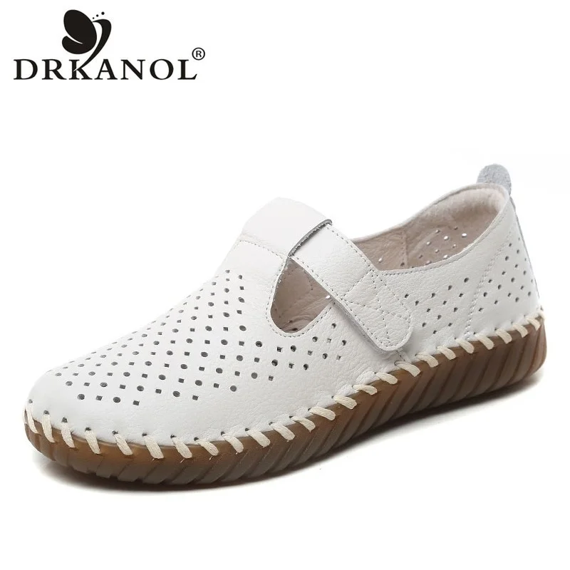 

DRKAN 2023 Women Loafers Handmade Sewing Soft Bottom Genuine Leather Flat Shoes Ladies Comfort Pregnant Woman Casual Shoes