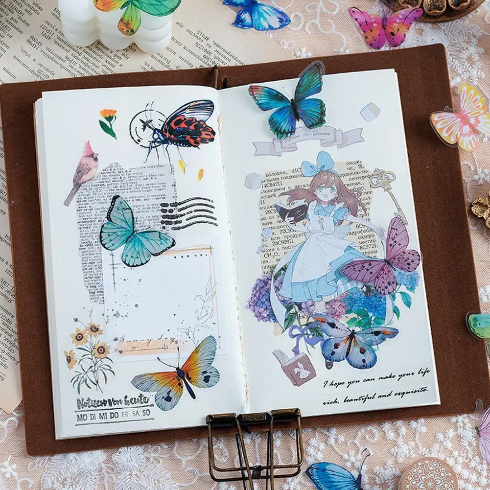 

Разнообразные наклейки из серии "Бабочки", Наклейки «сделай сам» из ПВХ, милые детские водонепроницаемые наклейки из материала, корейские б...