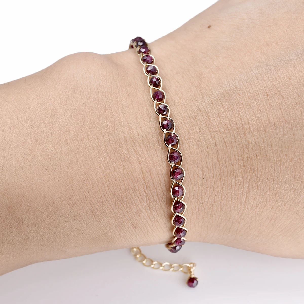 Натуральный камень красный гранат медная проволока плетеные браслеты ручной