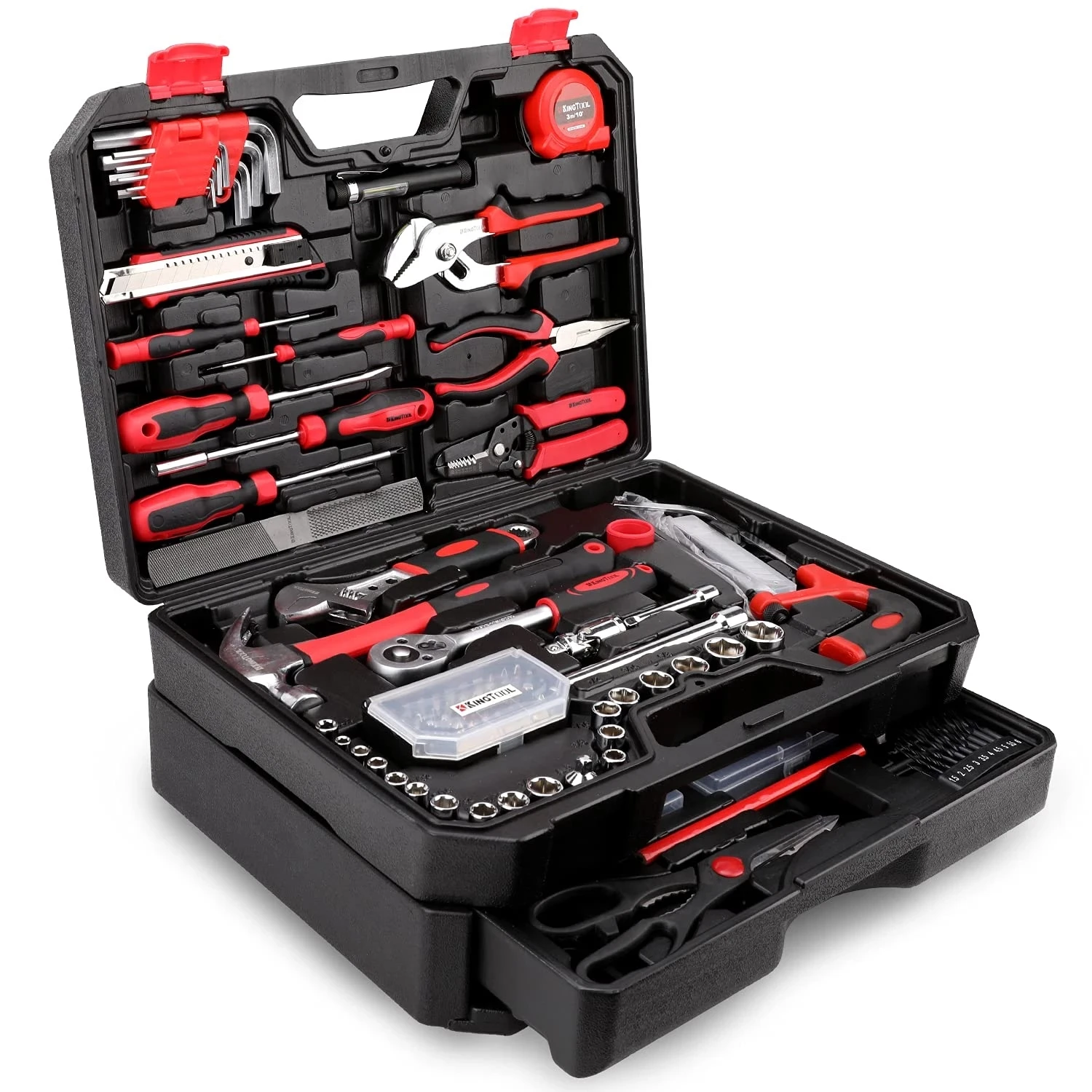 

2023 New New 325 Piece Home Repair Tool Kit General Home/Auto Repair Tool Set Toolbox Storage Case with Drawer Metal Wall Plate
