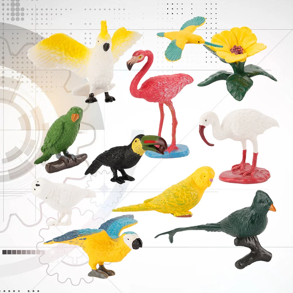 

Mini Figurines Bird Parrot Figurine Miniatureflamingobirds Figures Statue Simulation Resin Artificial