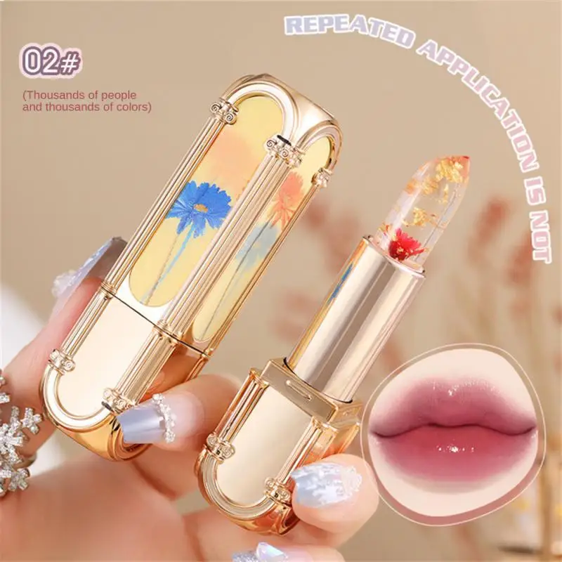 

Discoloration Lip Gloss Waterproof Moisturizing Flowers Jelly Lipstick Long-lasting Gentle Lip Makeup for Beauty Women