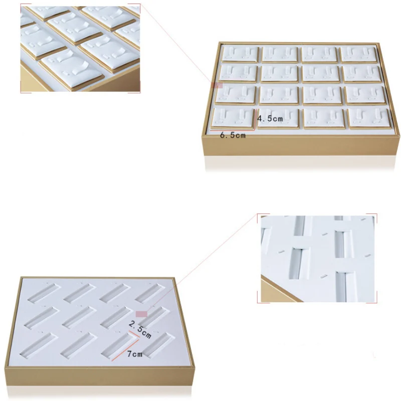 2022 Luxury Gold White PU Necklace Jewelry Organizer Case Jewellery Display Ring Tray Earring Holder Various Models Wholesale