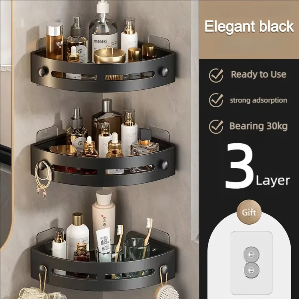 

Настенная Угловая Полка Для Ванной Комнаты (1/2/3 Шт.), Без Сверления, Экономия Места, Большая Вместимость, Органайзер Для Кухни