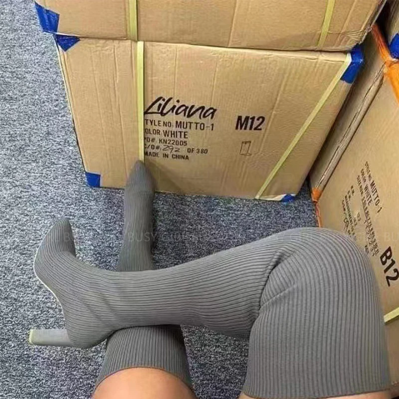 Autumn and winter large -size elastic wool socks boots