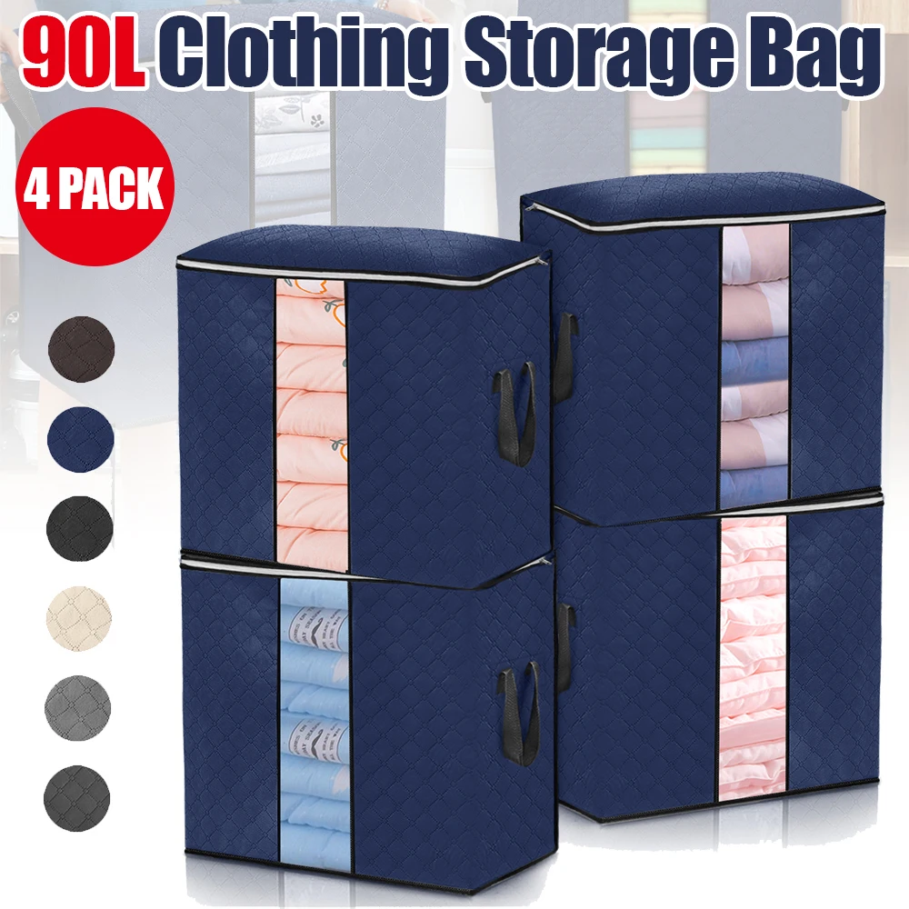 

4PCS/Set Storage Bag Foldable Clothing Organizer for Wardrobe Storage Waterproof Dustproof Qulit Toy Storage Bag Large Capacity