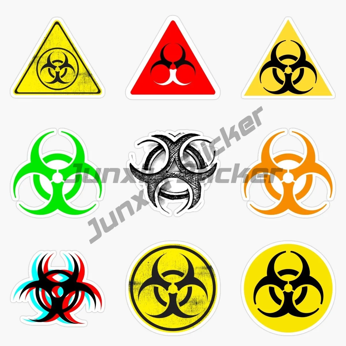 

Warning Mark Car Sticker with The Symbol of Nuclear Radiation To Be Worn with Irony in The Sense of Positive Energy Superstition