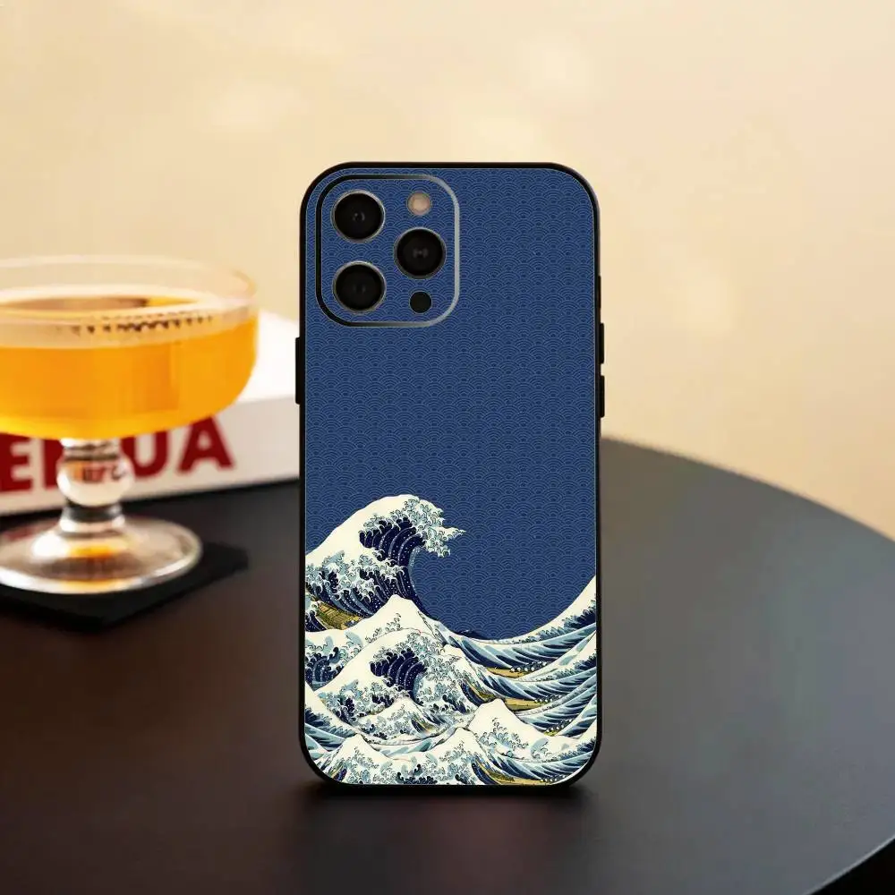 Фото Крутой силиконовый мягкий чехол G-Great W-Wave Kanagawa для iPhone 17 16 15 14 13 12 11 X XR Plus Pro Max Plus №4