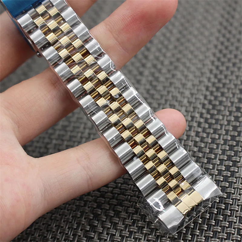 

Stainless Steel Wristband Bracelet Strap For Rolex DATEJUST Series 18 19 20 21 22mm Arc End Five-bead Watch Chain Watchband