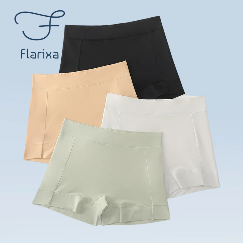 

Flarixa Women Large Size Safety Shorts Under Skirt Seamless Ice Silk Boxer Briefs for Female Boyshorts Summer Safety Pants M-4XL