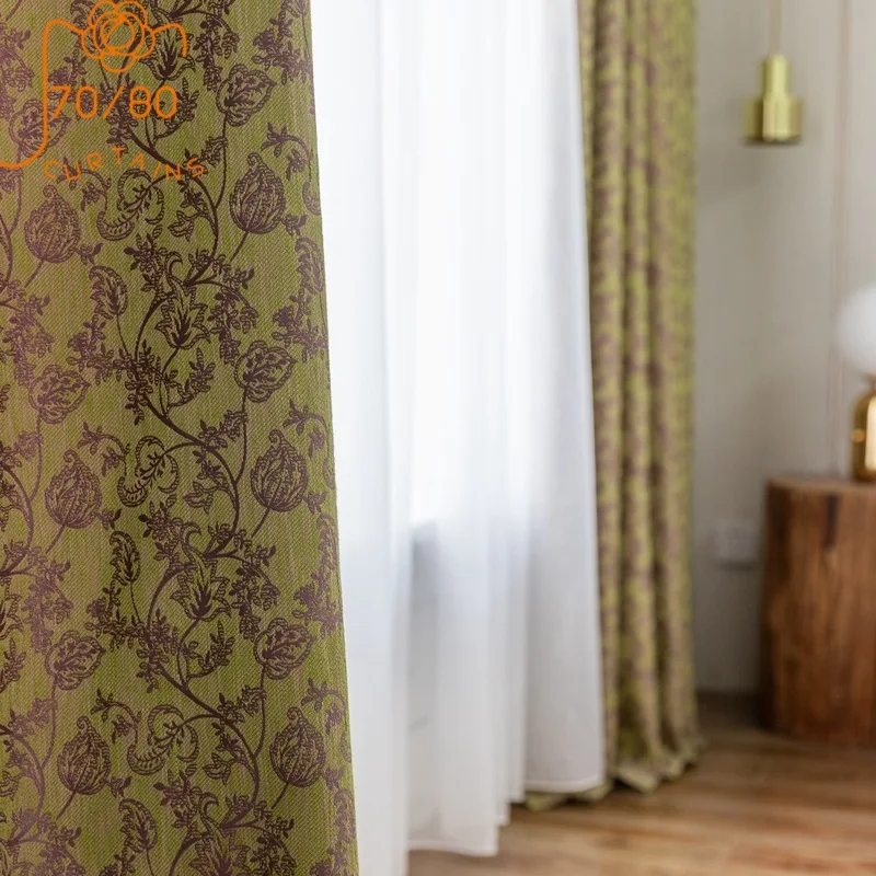 Nordic Light Luxury Strawberry Flower Printing Thicken Shading Curtains for Living Room Bedroom Customized Finished Product