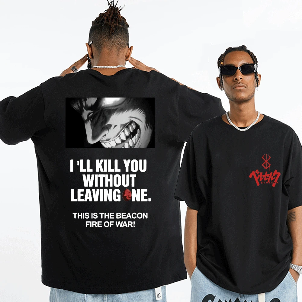 

Funny Japanese Anime Tshirts Berserk Guts T Shirt Men Cool Manga Graphic Streetwear Vintage T-Shirts Hip Hop Tee Shirt Tops Male