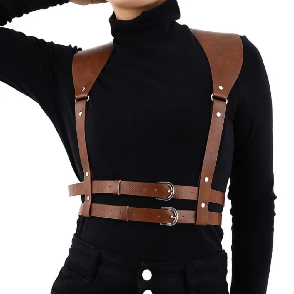 

Women Ladies Nightclub Casual Gothic Harness Belt Leather Punk Waistband Ladies Dress Cummerbands Cage Vest Body Strap