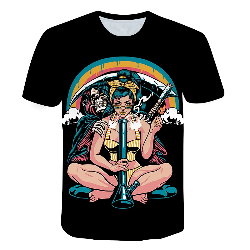 

Summer Retro Men's 3d Print Oversized T Shirt Fashion Breathable O Neck Short Sleeve Shirt Hip Hop Casual Mens Cool Skull Top