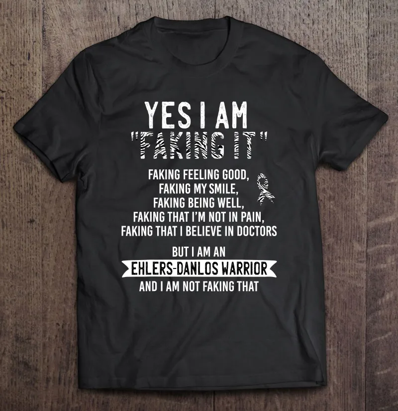 

Faking It Ehlers Danlos Syndrome Eds Awareness Zebra Ribbon Oversized T-Shirt Tshirt Men Clothing Men's T-Shirts T Shirt Anime