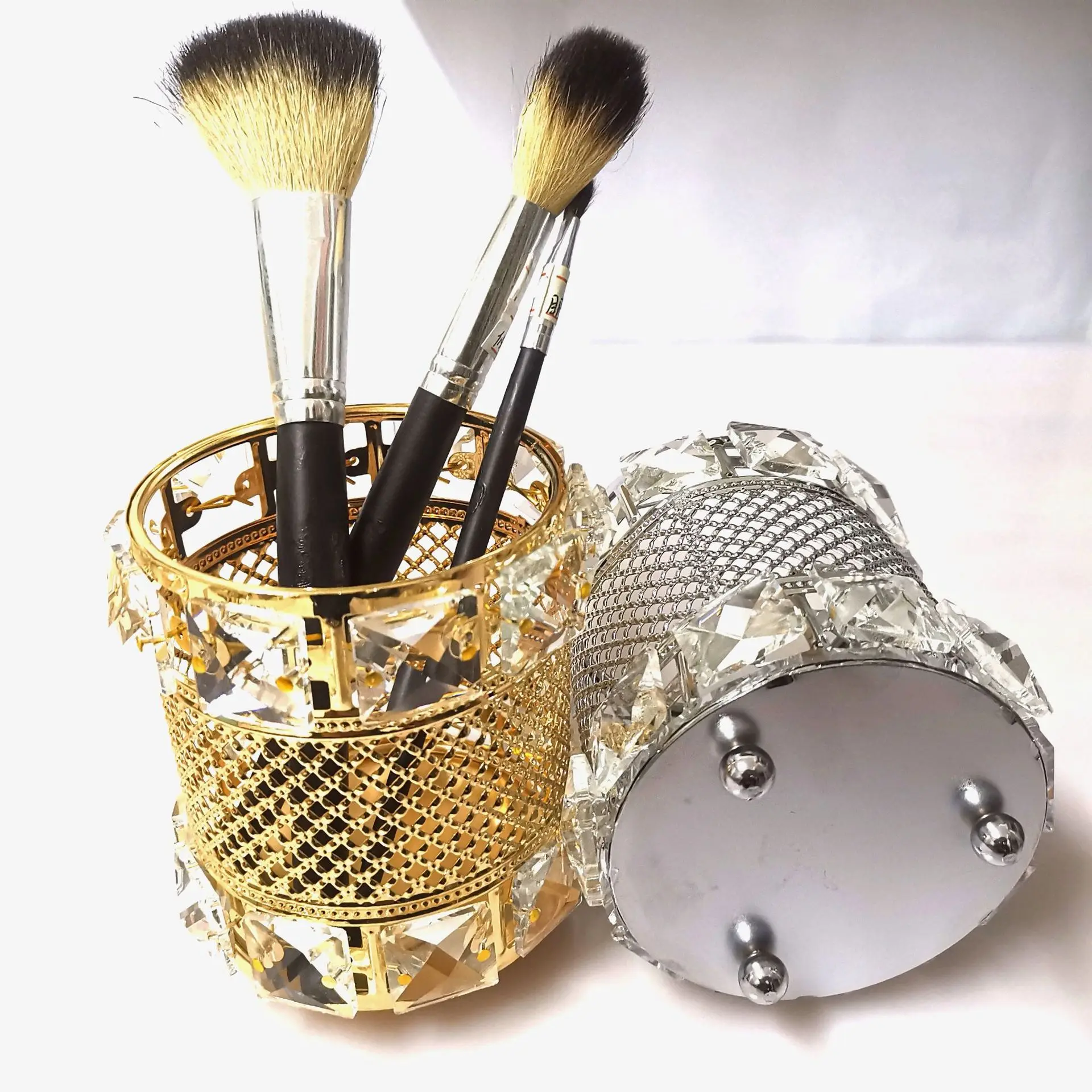 

Crystal Makeup Brush Manicure Tool Storage Box Shining Glass Decoration Beauty Makeup Brush Cosmetic Pen Holder Brush