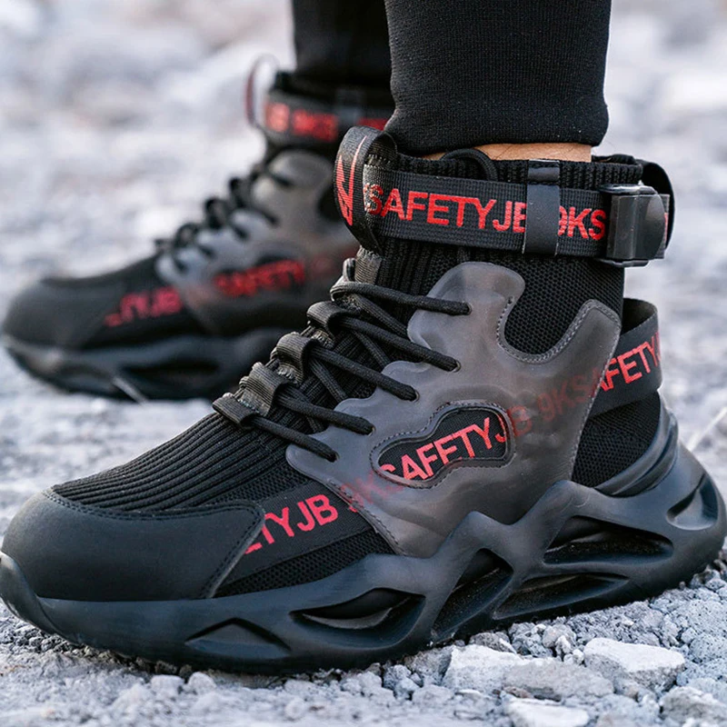 

Safety Shoes Steel Toe Puncture Proof Anti-Smashing High Top Lightweight Work Sneakers Solid Fashion Big Size Male Ankle Boots