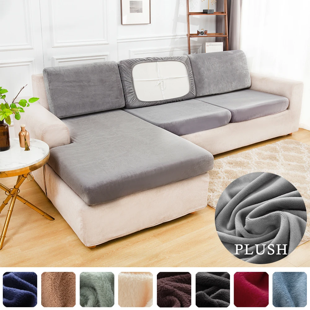 

Plush Sofa Seat Cushion Cover Elastic Protector Covers Pets Kids Washable Removable Sofa Cushion Case for Furniture Protector